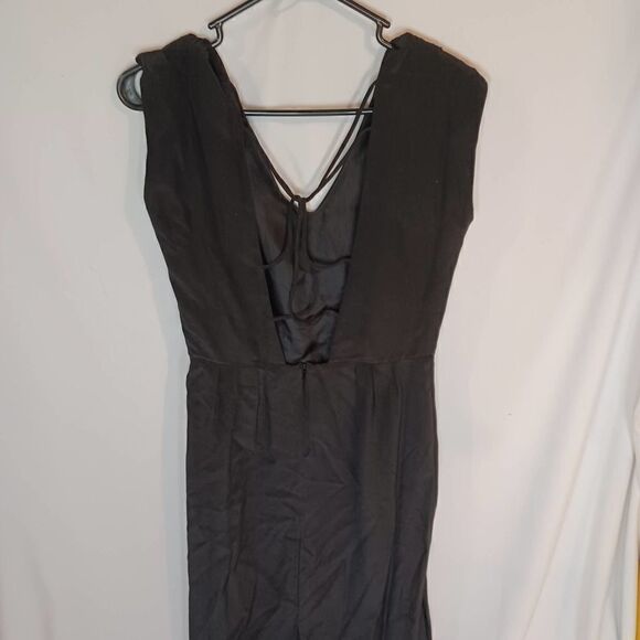 No. 6 Store New York 100% Silk Black Open Back Midi Sleeveless Dress 2 - Picture 4 of 10